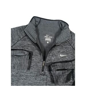 Nike Gray Black 1/4 Zip Therma Waffle Fleece Mockneck Pullover Women's Small